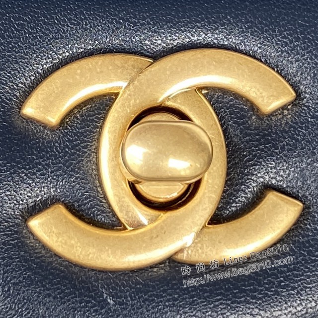 Chanel專櫃22B最新Mini CF handle五金點綴手提 新AS2431 香奈兒小羊皮經典菱格口蓋包 djc5343